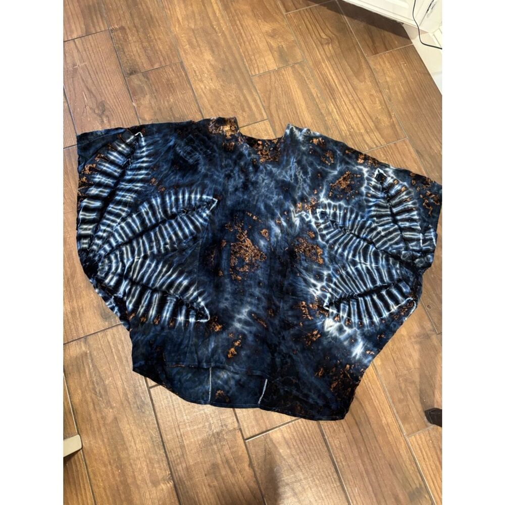 Tucan Tie Dye Boho Cocoon Top OS Fits XL Lagenlook Oversized Kaftan Pockets - Picture 9 of 10